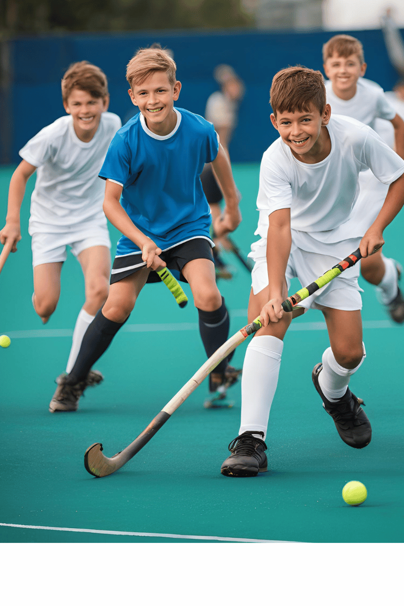 Children playing hockey